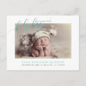 Carte Postale Faire-part PixDezines Welcome Baby Boy, Faux Foil Script (Devant)