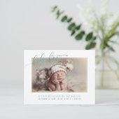 Carte Postale Faire-part PixDezines Welcome Baby Boy, Faux Foil Script (Debout devant)