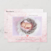 Carte Postale Faire-part PixDezines Welcome Baby Girl, Faux Foil Script (Devant / Derrière)