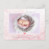 Carte Postale Faire-part PixDezines Welcome Baby Girl, Faux Foil Script (Devant)
