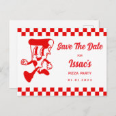 Carte Postale Faire-part Pizza Party Save The Date (Devant / Derrière)