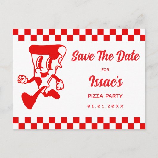 Carte Postale Faire-part Pizza Party Save The Date (Devant)