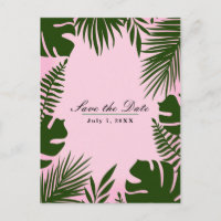 Plage aux feuilles tropicales vertes roses Enregis