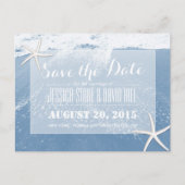 Carte Postale Faire-part Plage Bleue & Étoile de Mer Enregistrez la Date (Devant)
