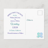 Carte Postale Faire-part Plage Bleue Thème Océan Mariage Enregistrer la Dat (Dos)