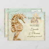 Carte Postale Faire-part Plage côtière de Sea Horse - Sauvegarder la date s (Devant / Derrière)