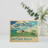 Carte Postale Faire-part Plage de Daytona Beach Save The Date Floride Surf (Debout devant)