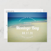 Carte Postale Faire-part Plage de Sable Océan Tropical Mariage Épargnez la  (Devant / Derrière)