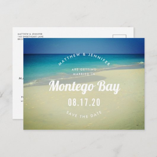 Carte Postale Faire-part Plage de Sable Océan Tropical Mariage Épargnez la  (Devant / Derrière)