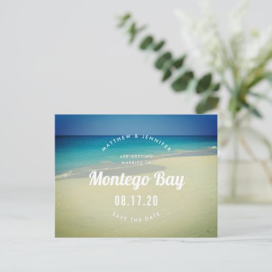 Carte Postale Faire-part Plage de Sable Océan Tropical Mariage Épargnez la  (Debout devant)