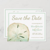 Carte Postale Faire-part Plage de Sand Dollar Enregistrez la Date (Devant / Derrière)