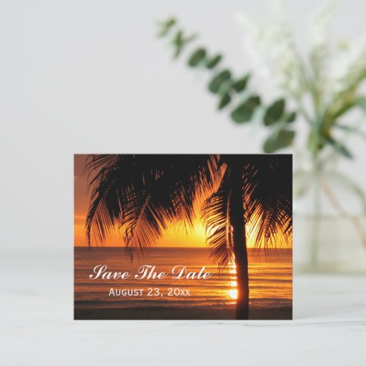 Carte Postale Faire-part Plage Enregistrer la date Destination Wedding Card (Debout devant)