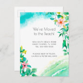 Carte Postale Faire-part Plage florale rose tropicale en mouvement (Devant / Derrière)