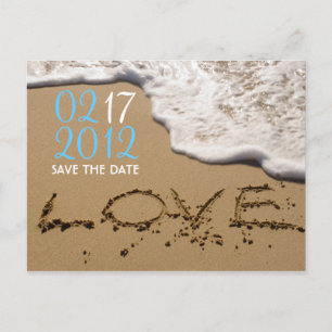 Carte Postale Faire-part Plage "L'amour dans le sable" Sauvez la date