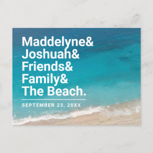 Carte Postale Faire-part Plage Mariage simple Ampersand Enregistrer la date