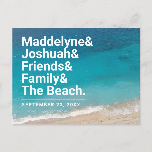 Carte Postale Faire-part Plage Mariage simple Ampersand Enregistrer la date (Devant)