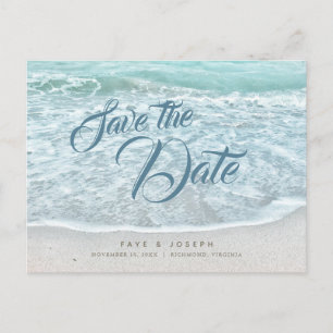 Carte Postale Faire-part Plage océan bleu turquoise Enregistrez la date