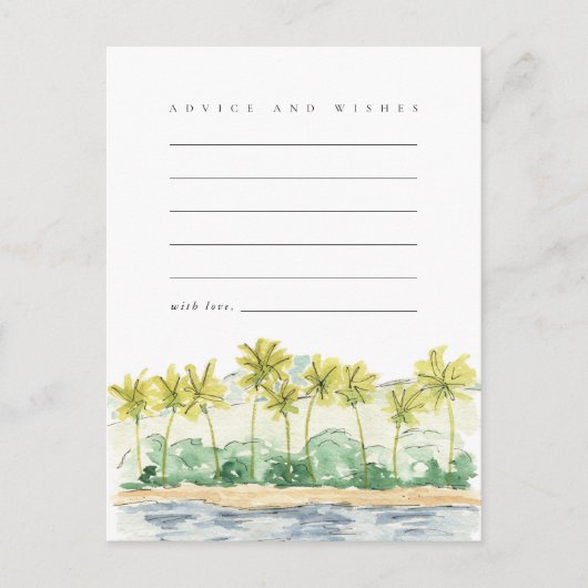 Carte Postale Faire-part Plage Palm Trees Tropical Conseils et Wish Card (Devant)