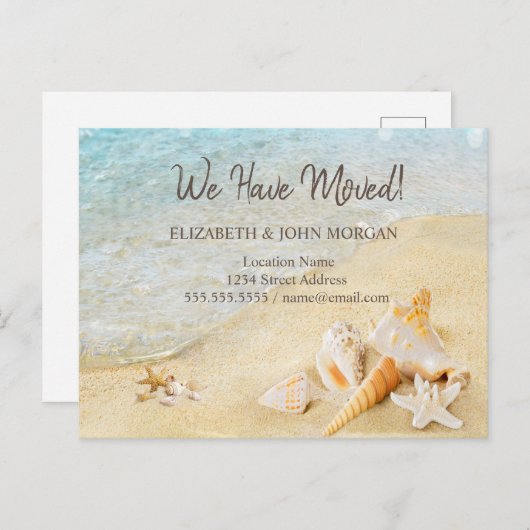 Carte Postale Faire-part Plage Seashells Sand Moving (Devant / Derrière)