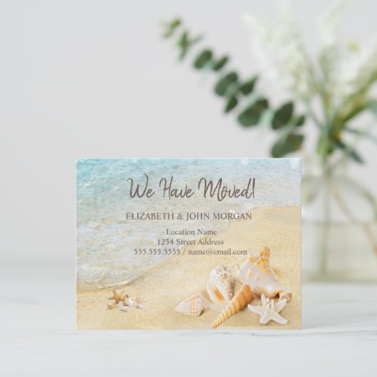 Carte Postale Faire-part Plage Seashells Sand Moving (Debout devant)