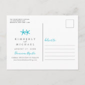 Carte Postale Faire-part Plage Tropicale avec Cœur de Sable Enregistrez la  (Dos)