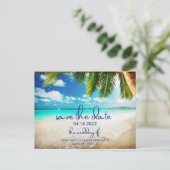 Carte Postale Faire-part Plage tropicale Destination Mariage Sauvez les dat (Debout devant)