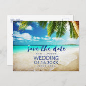 Carte Postale Faire-part Plage tropicale Destination Mariage Sauvez les dat (Devant / Derrière)