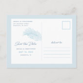 Carte Postale Faire-part Plage tropicale Feuille Turquoise Tirée À La Main (Dos)