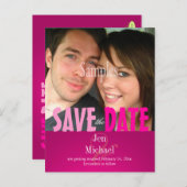 Carte Postale Faire-part Plain, rose Enregistrer la date Photo/do-it-yourse (Devant / Derrière)