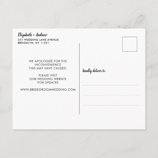 Carte Postale Faire-part Plan de changement Six Pieds Appartient Photo Mari (Dos)