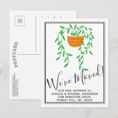 Carte Postale Faire-part Plante de maison en pot tendance Nouveau déménagem (Devant / Derrière)