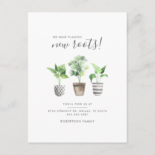 Carte Postale Faire-part Plantes en pot Boho Nouvelle Adresse Botanique Dém (Devant)