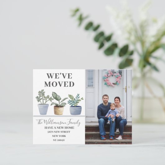 Carte Postale Faire-part Plantes en pot modernes que nous avons déplacées  (Debout devant)