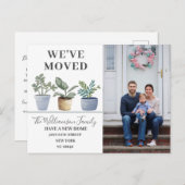 Carte Postale Faire-part Plantes pots modernes Nous avons déménagé (Devant / Derrière)