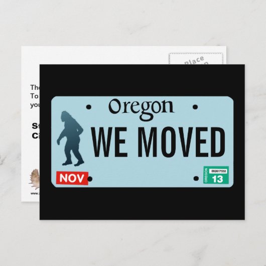 Carte Postale Faire-part Plaque de licence Oregon Sasquatch (Devant / Derrière)