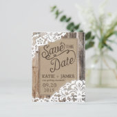 Carte Postale Faire-part Plaques et dentelles rustiques en bois Enregistrer (Debout devant)