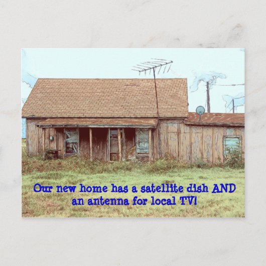 Carte Postale Faire-part Plat ET Antenne ! - Drôle changement d'adresse (Devant)