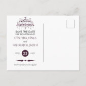Carte Postale Faire-part Plum Baroque Chandelier Mariage Enregistrer La Dat (Dos)