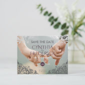 Carte Postale Faire-part Plum Baroque Chandelier Mariage Enregistrer La Dat (Debout devant)
