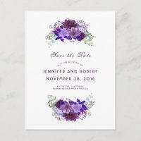 Plum et Violet Purple Wreath Enregistrer la date