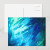 Carte Postale Faire-part Plume Abstrait Bleu Vert (Devant / Derrière)