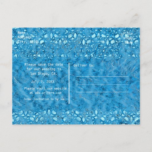 Carte Postale Faire-part Plumeria Tropicale Bleu Été Enregistrer La Date (Dos)