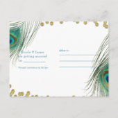 Carte Postale Faire-part Plumes de paon & Or Boho Glam Enregistrer la date (Dos)