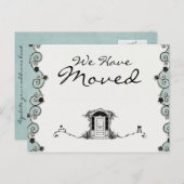 Carte Postale Faire-part Plutôt Turquoise & Noir Nous avons déménagé (Devant / Derrière)