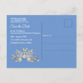 Carte Postale Faire-part Poche Denim avec dentelle de fleur de crème (Dos)