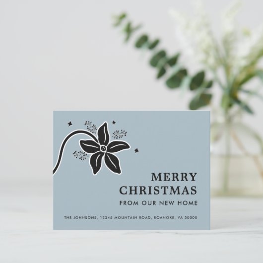 Carte Postale Faire-part Poinsettia Joyeux Noël Nouveau Accueil (Debout devant)