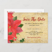Carte Postale Faire-part Poinsettia rustique | Enregistrez la date Fête de  (Devant / Derrière)