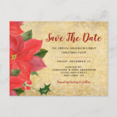 Carte Postale Faire-part Poinsettia rustique | Enregistrez la date Fête de (Devant)