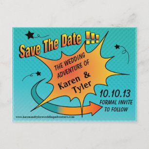 Carte Postale Faire-part Point comique Enregistrer la date