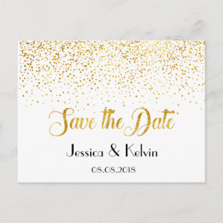 Carte Postale Faire-part Points Confetti Faux Gold personnalisés Enregistre
